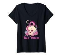 Donna Bad Omens Serpente E Teschio Grunge Goth Donne Bad Presagio Maglietta con Collo a V