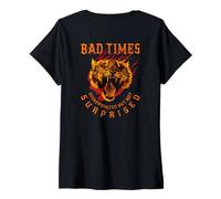 Donna Bad Times deluso ma Non sorpreso Motivazione Tiger Maglietta con Collo a V