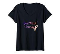 Donna Bad Witch Energy Mystic Esoteric Spiritual Universe Maglietta con Collo a V