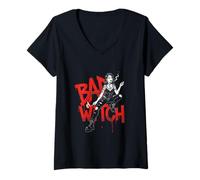Donna Bad Witch - Strega Ribelle con estetica Gotica Urbana Maglietta con Collo a V