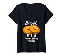 Donna Bagel per gli amanti di New York È una cosa di New York Bagel divertenti Maglietta con Collo a V
