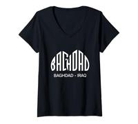 Donna Baghdad, Iraq Capital Tour Turisti Vacanza irachena Maglietta con Collo a V