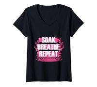 Donna Bagno Onsen Soak Breathe Repeat Maglietta con Collo a V