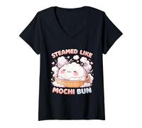 Donna Bagno Onsen Streamed Like Mochi Bun Maglietta con Collo a V