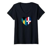 Donna Bahamas and Dominican Republic Flags: Friendship and Pride Maglietta con Collo a V