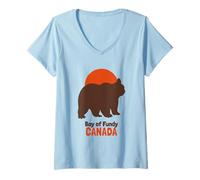 Donna Baia di Fundy Canada Maglietta con Collo a V
