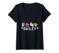 Donna Bailey Nome Cane Personalizzato Bailey Pet Lover Maglietta con Collo a V