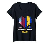 Donna Bajan American Ideas for Kids Barbados USA Flag Bajan Roots Maglietta con Collo a V