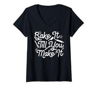 Donna Bake It Till You Make It Maglietta con Collo a V