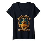 Donna Bake Like A Founding Mother Liberty Butter And Pie Maglietta con Collo a V