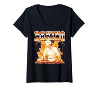 Donna Baker 90s Bootleg Style Maglietta con Collo a V