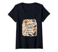 Donna Baker's Soul Life Is Delicious Kid Halloween Matching Bakery Maglietta con Collo a V