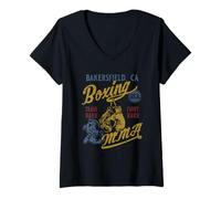 Donna Bakersfield CA Boxing MMA USA, design vintage invecchiato Maglietta con Collo a V