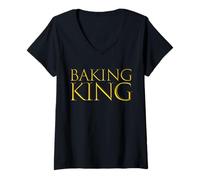 Donna Baking King Expert Pastry Cookie Chef Cake Baker Decorator Maglietta con Collo a V