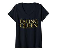 Donna Baking Queen Cake Cookies Pastry Chef Chocolate Cake Bakers Maglietta con Collo a V