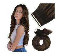 Donna Balayage di capelli umani Marrone più scuro Ombre Nastro marrone Estensioni dei nelle estensioni veri for su 14-24 pollici Extension per capelli Tape-in(40 pcs 100G,20 INCHES)