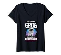 Donna Bald Bin ICH Groß Dann Werde ICH Astronaut Maglietta Bambini Maglietta con Collo a V