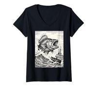 Donna Baleine Clash sul Mar Nero Maglietta con Collo a V
