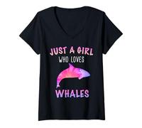 Donna Balene Balene Ocean Blue Whale Solo Una Ragazza Maglietta con Collo a V