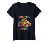 Donna Ball Python Mama Pop Art Cute Ball Python Mom Occhiali da Sole Maglietta con Collo a V