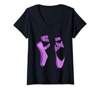 Donna Ballerina Ballet Shoes Cool Toe Dancing Maglietta con Collo a V