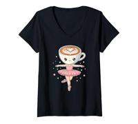 Donna Ballerina Cappuccina Italian Brainrot Meme Maglietta con Collo a V