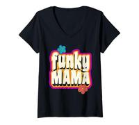 Donna Ballerina da discoteca Funky Mama Funky Vintage retrò anni '70 Maglietta con Collo a V