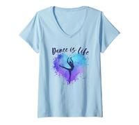 Donna Ballerina Dance is Life Dancing Ballerine Graphic Maglietta con Collo a V