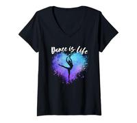Donna Ballerina Dance is Life Dancing Ballerine Graphic Maglietta con Collo a V