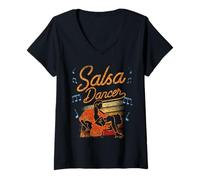 Donna Ballerina di Salsa Danza Latina Maglietta con Collo a V