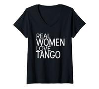Donna Ballerina di tango "Real Women Love Tango" Dance Partner Maglietta con Collo a V