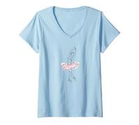 Donna Ballerina in Tutù Rosa Maglietta con Collo a V