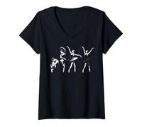 Donna Ballerina Minimalista Posa Pointe Ballerina Danza Maglietta con Collo a V