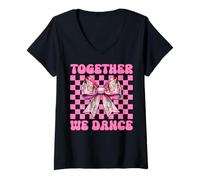 Donna Ballerina Ragazza Balletto Danza Ballerina Insieme Noi Danza Maglietta con Collo a V