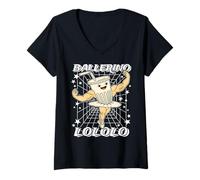 Donna Ballerino-Lololo Funny Italian-Brainrot Gen Z Meme Maglietta con Collo a V