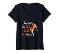 Donna Ballerino Sudorazione Non Glitter Danza Sport Hobby Maglietta con Collo a V