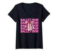 Donna Balletto Mamma Ballerina Mamma Balletto Danza Danza Festa della Mamma Maglietta con Collo a V