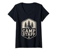 Donna Bambini Camp Staff Direttore Squadra Host Infermiera Smore Vibes Maglietta con Collo a V
