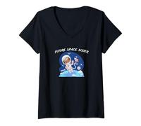 Donna Bambini Futuro Spazio Sorella ragazza astronauta Maglietta con Collo a V