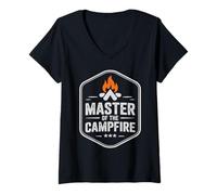 Donna Bambini Master of Campfire Direttore Crew Host Counselor Cugino Maglietta con Collo a V