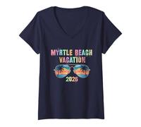 Donna Bambini Myrtle Beach Vacation 2026 Crociera di Viaggio Vacay Matching Maglietta con Collo a V