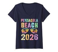 Donna Bambini Pensacola Beach 2026 Viaggio Nuotata Vacay Sorelle Abbinate Maglietta con Collo a V