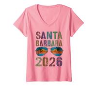 Donna Bambini Santa Barbara 2026 Vacanza di Compleanno Surf Viaggio Maglietta con Collo a V