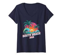 Donna Bambini South Beach 2026 Viaggio Spiaggia Vacay Matching BFF Mamma Maglietta con Collo a V