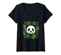 Donna Bamboo Panda Nature Harmony Design Maglietta con Collo a V