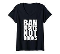 Donna Ban BIGOTS Non Libri Stop Censura Lettura Reader Meme Maglietta con Collo a V