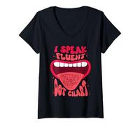 Donna Banda Musicale I Speak Fluent DOT Chart Maglietta con Collo a V