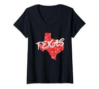 Donna Bandana Texas Red Bandana Pattern State of Texas Pride Maglietta con Collo a V