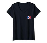 Donna Bandiera ACADIANA New England Maglietta con Collo a V