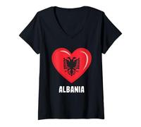 Donna Bandiera Albania | Albanese Maglietta con Collo a V